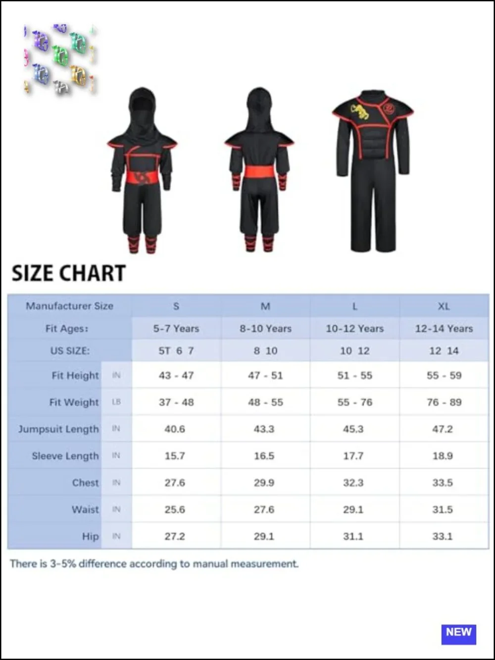 Ninja Costume Set with Deluxe Toy Accessories for Kids Halloween Dress Up